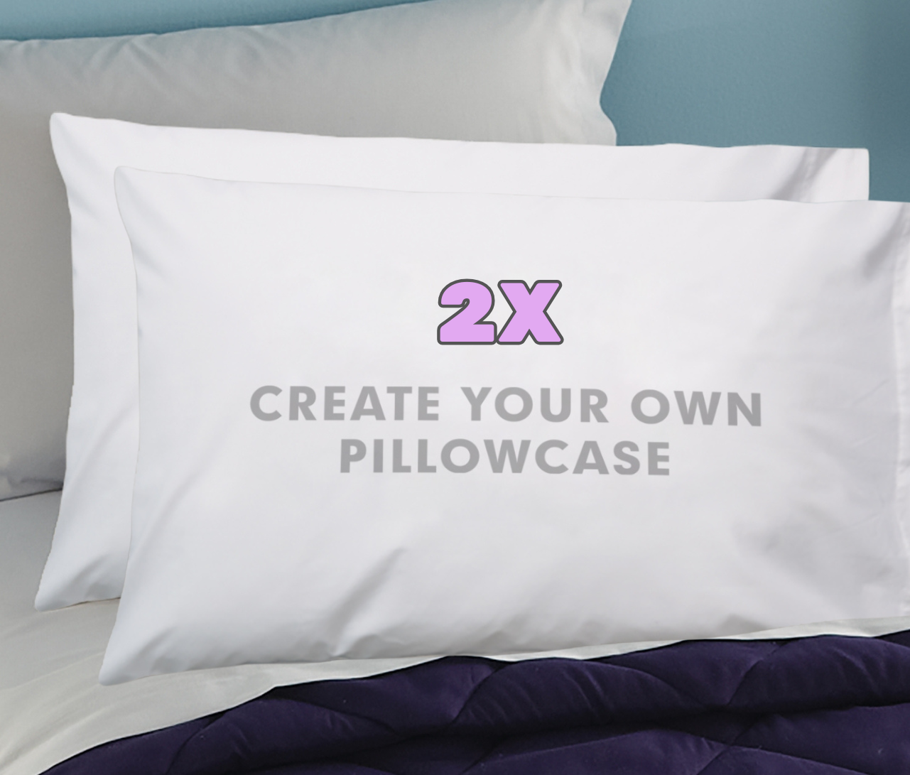 2 Standard Customizable Pillow Cases